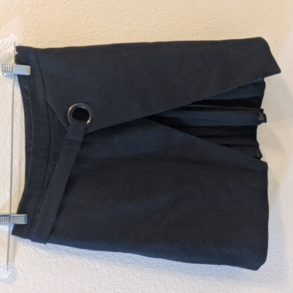 Black Wool Wrap Short Skirt